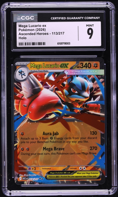 2026 Pokemon Mega Evolution Ascended Heroes Holo Mega Lucario EX #113 CGC 9 MINT