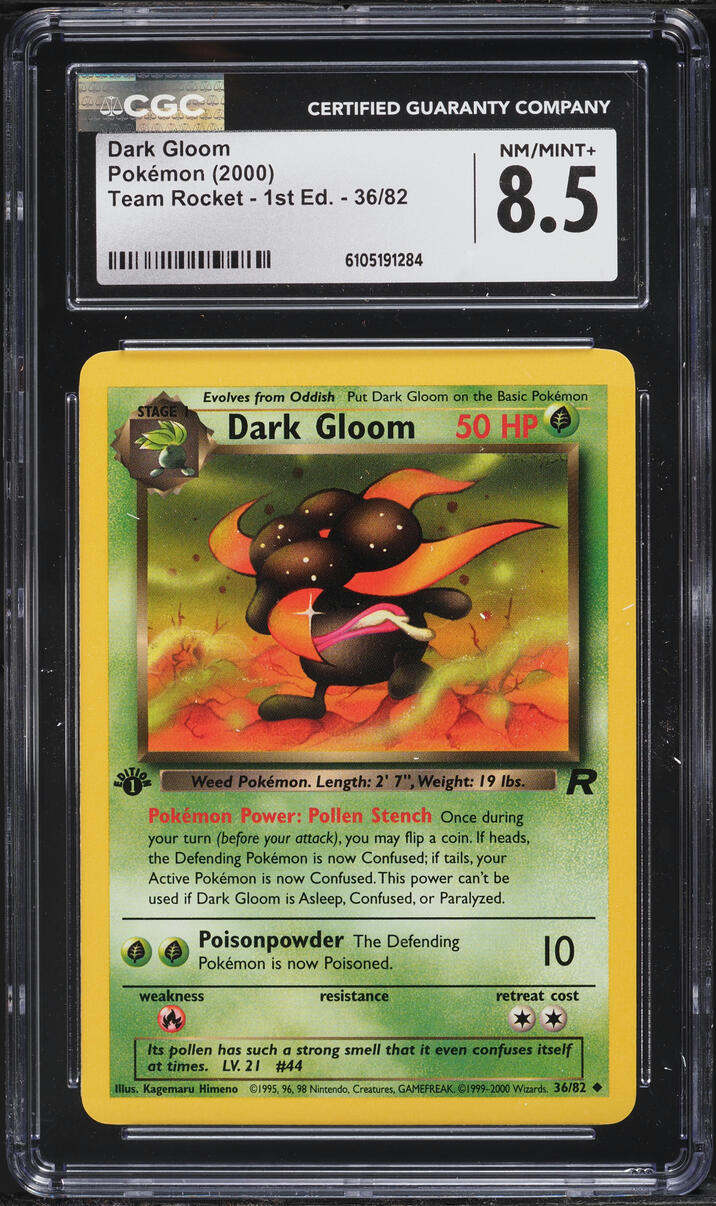 2000 Pokemon Team Rocket 1st Edition Dark Gloom #36 CGC 8.5 NM-MT+