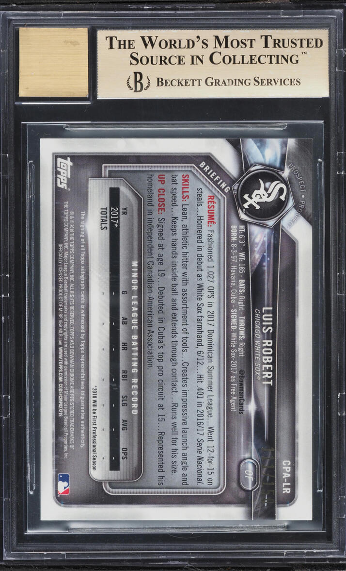 2018 Bowman Chrome Blue Refractor Luis Robert PROSPECT AUTO /150 #CPA-LR BGS 9.5 GEM MINT