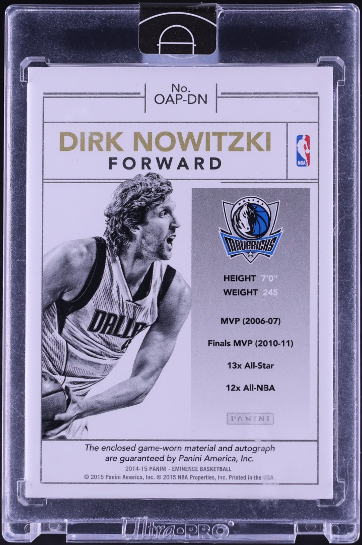 2014 Panini Eminence Optimum Silver Dirk Nowitzki PATCH AUTO 10/10 #OAP-DN
