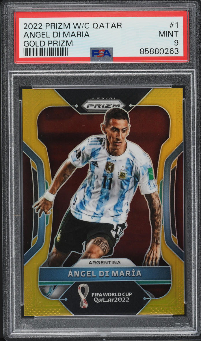 2022 Panini Prizm World Cup Qatar Gold Angel Di Maria /10 #1 PSA 9 MINT
