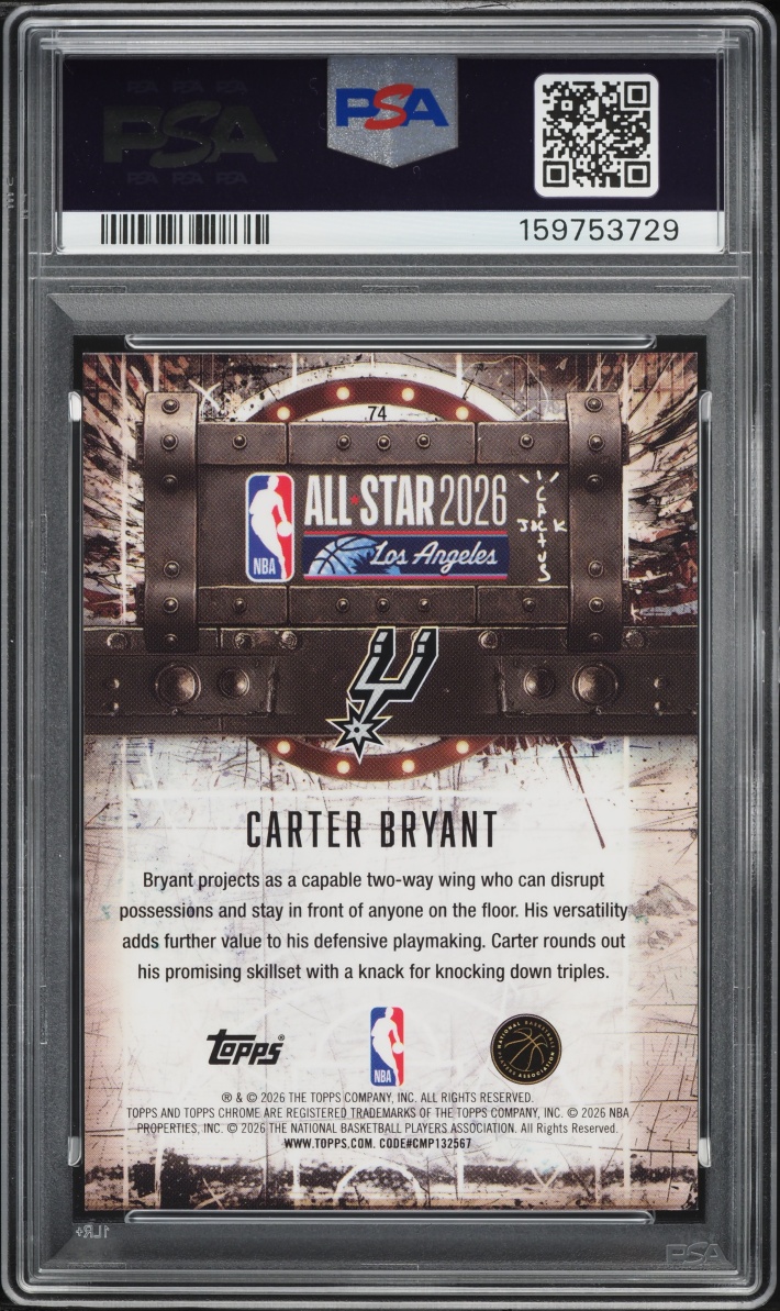 2025 Topps Chrome Cactus Jack X ASG Red Refractor Carter Bryant ROOKIE /5 #74 PSA 10 GEM MINT