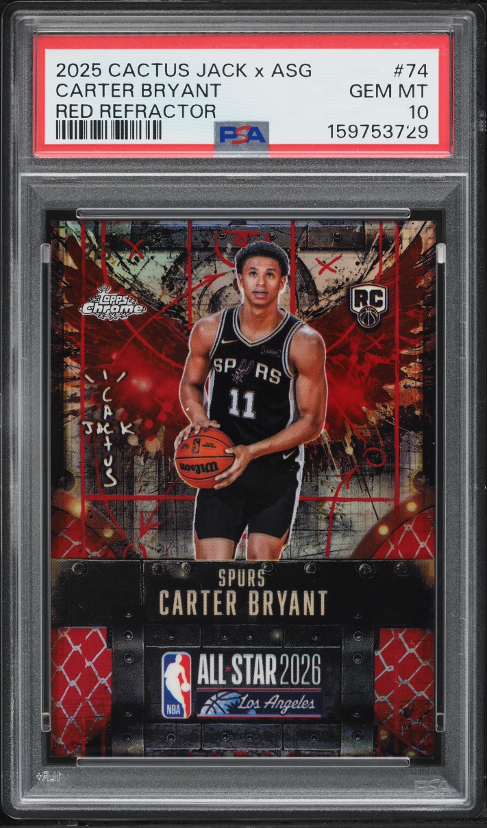 2025 Topps Chrome Cactus Jack X ASG Red Refractor Carter Bryant ROOKIE /5 #74 PSA 10 GEM MINT