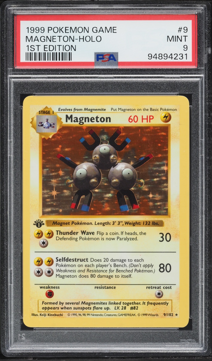 1999 Pokemon Base Set Shadowless 1st Edition Holo Magneton #9 PSA 9 MINT