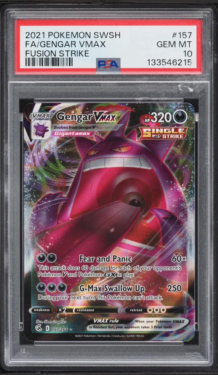 2021 Pokemon Sword & Shield Fusion Strike Full Art Gengar VMAX #157 PSA 10 GEM MINT
