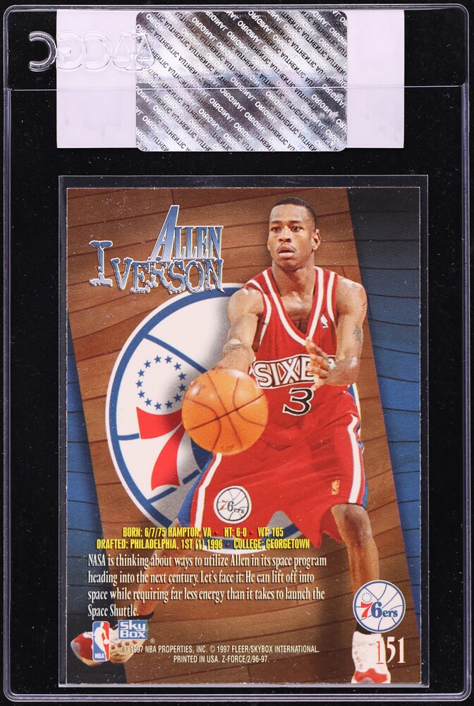 1996 Skybox Z-Force Allen Iverson ROOKIE #151 CGC AUTH