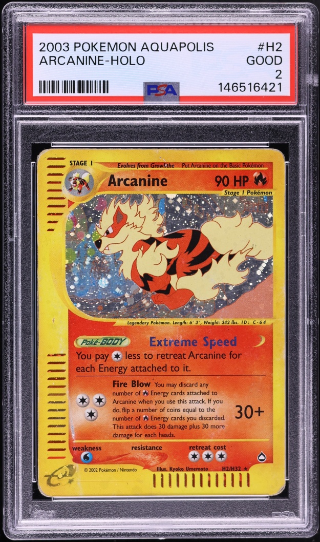 2003 Pokemon Aquapolis Holo Arcanine #H2 PSA 2 GD