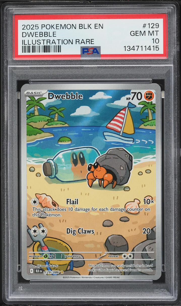 2025 Pokemon Scarlet & Violet Black Bolt IR Dwebble #129 PSA 10 GEM MINT