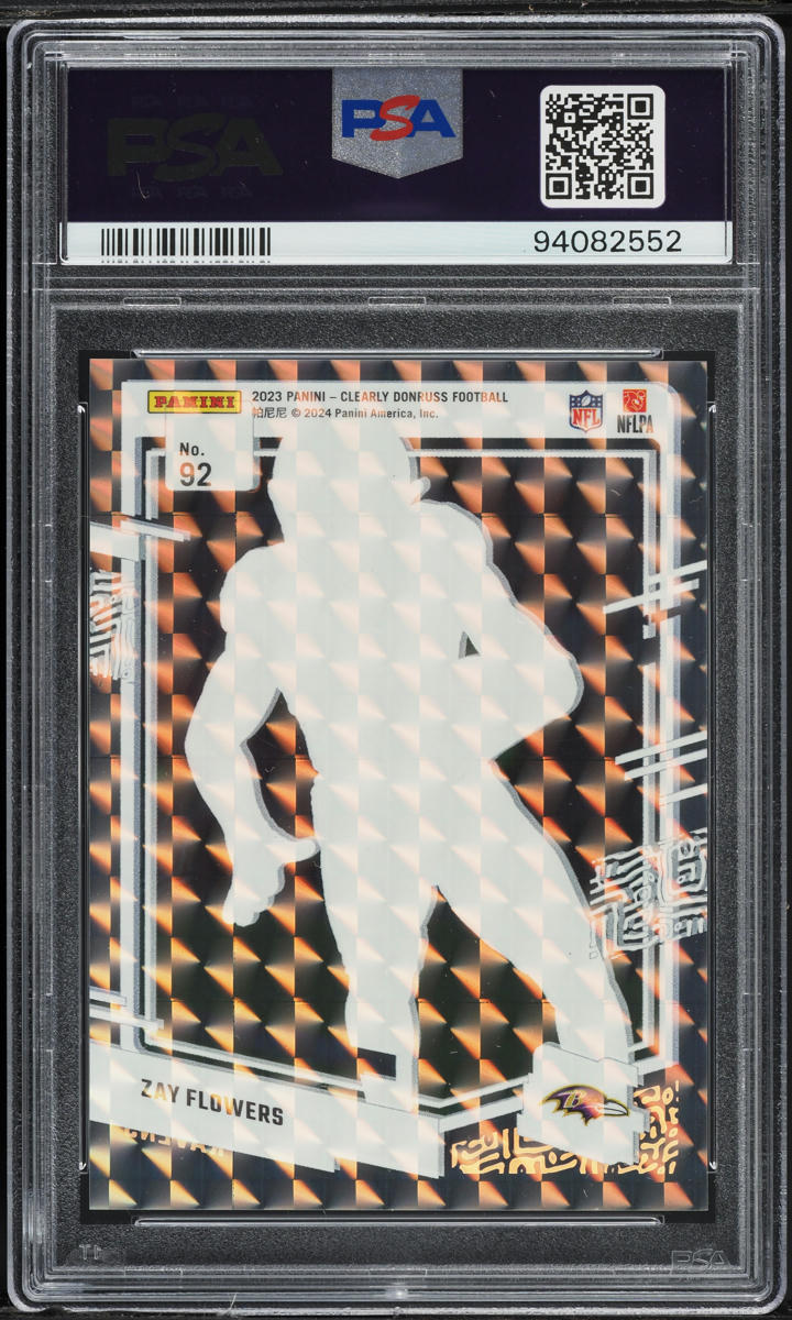 2023 Panini Clearly Donruss Holo Mosaic Zay Flowers ROOKIE #92 PSA 8 NM-MT