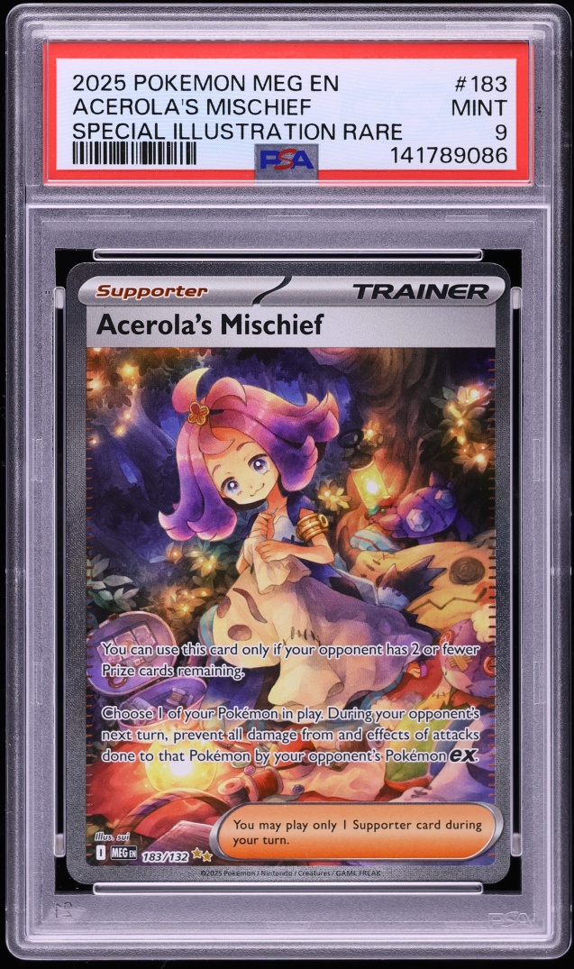2025 Pokemon Mega Evolution SIR Acerola's Mischief #183 PSA 9 MINT