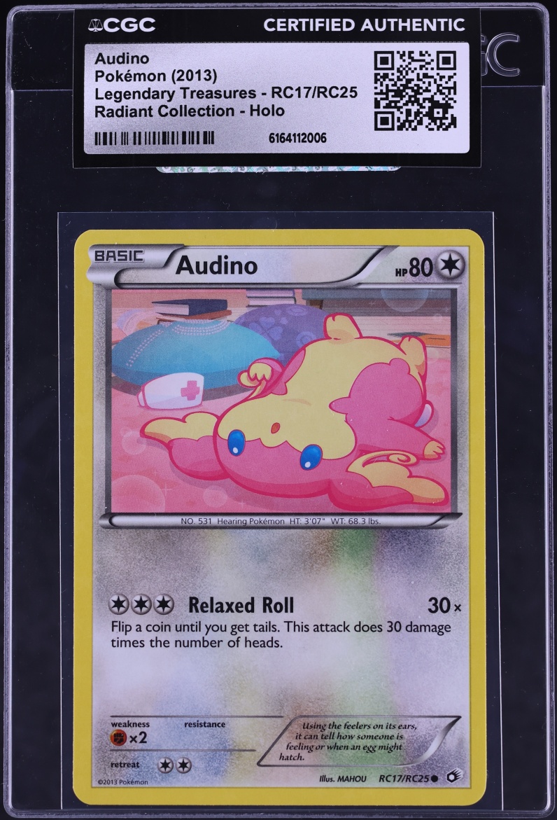2013 Pokemon Black & White Legendary Treasures Radiant Collection Holo Audino #RC17 CGC AUTH