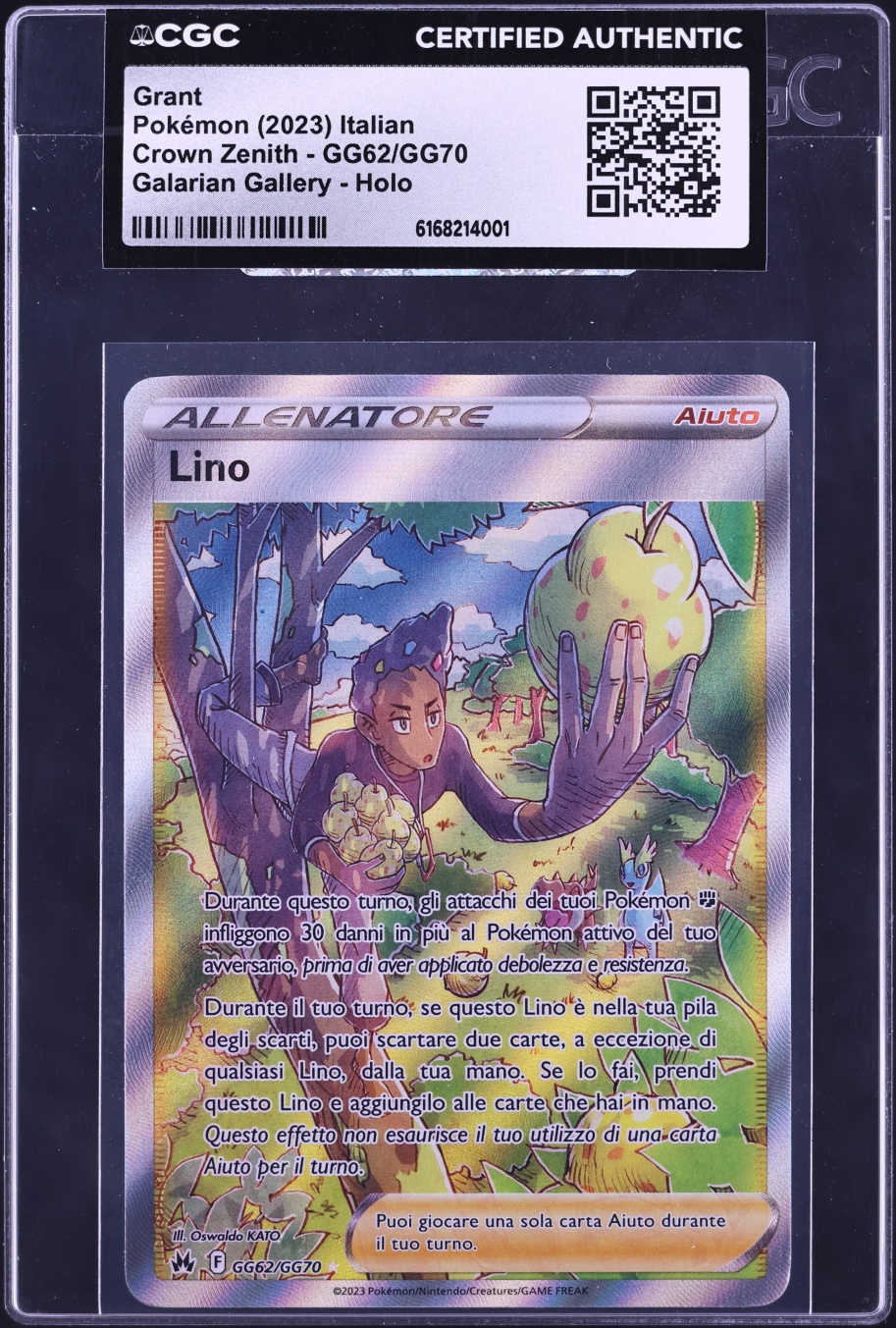 2023 Pokemon Italian Sword & Shield Crown Zenith Full Art Grant #GG62 CGC AUTH