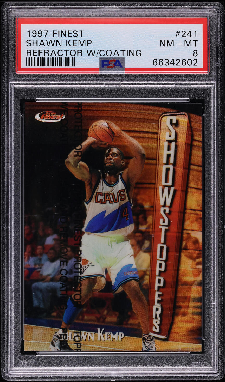 1997 Finest Refractor w/ Coating Shawn Kemp #241 PSA 8 NM-MT