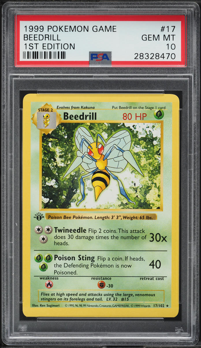 1999 Pokemon Base Set Shadowless 1st Edition Beedrill #17 PSA 10 GEM MINT