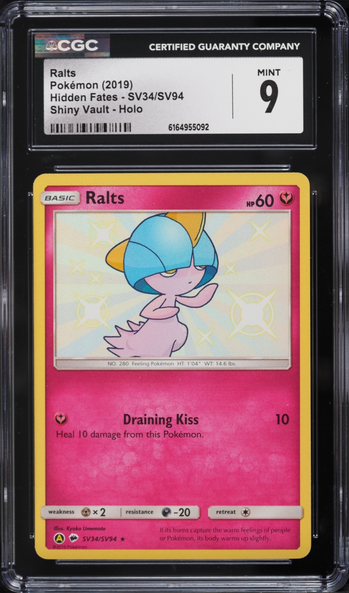 2019 Pokemon Sun & Moon Hidden Fates Shiny Ralts #SV34 CGC 9 MINT