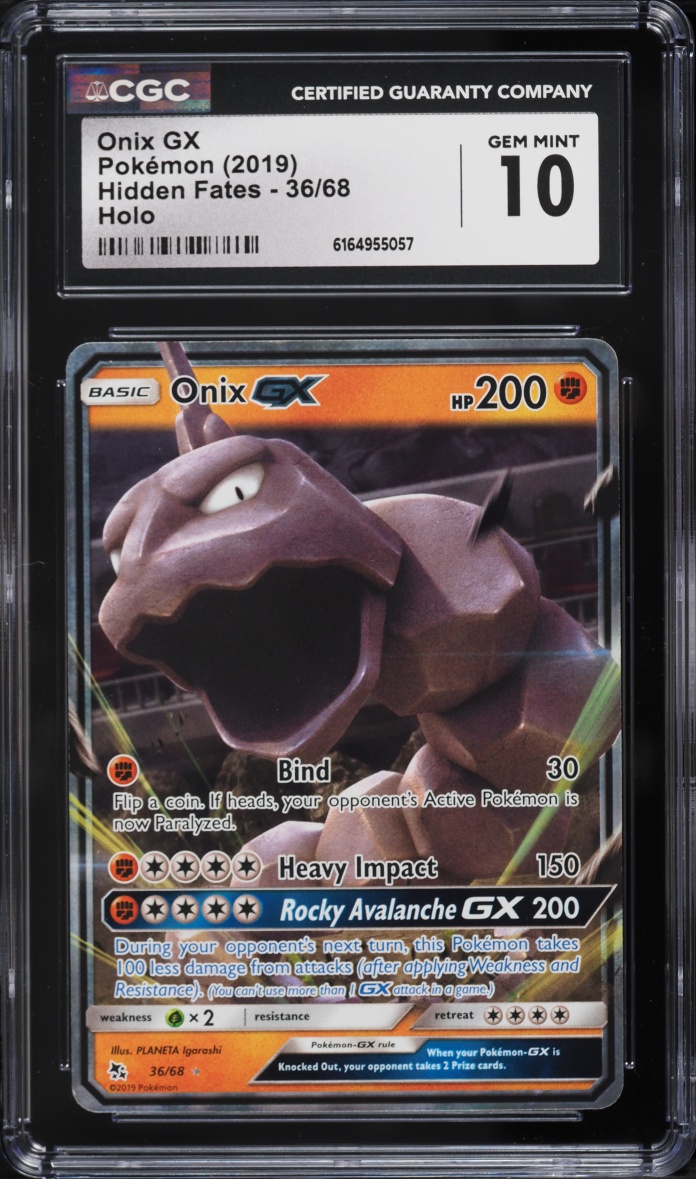 2019 Pokemon Sun & Moon Hidden Fates Onix GX #36 CGC 10 GEM MINT
