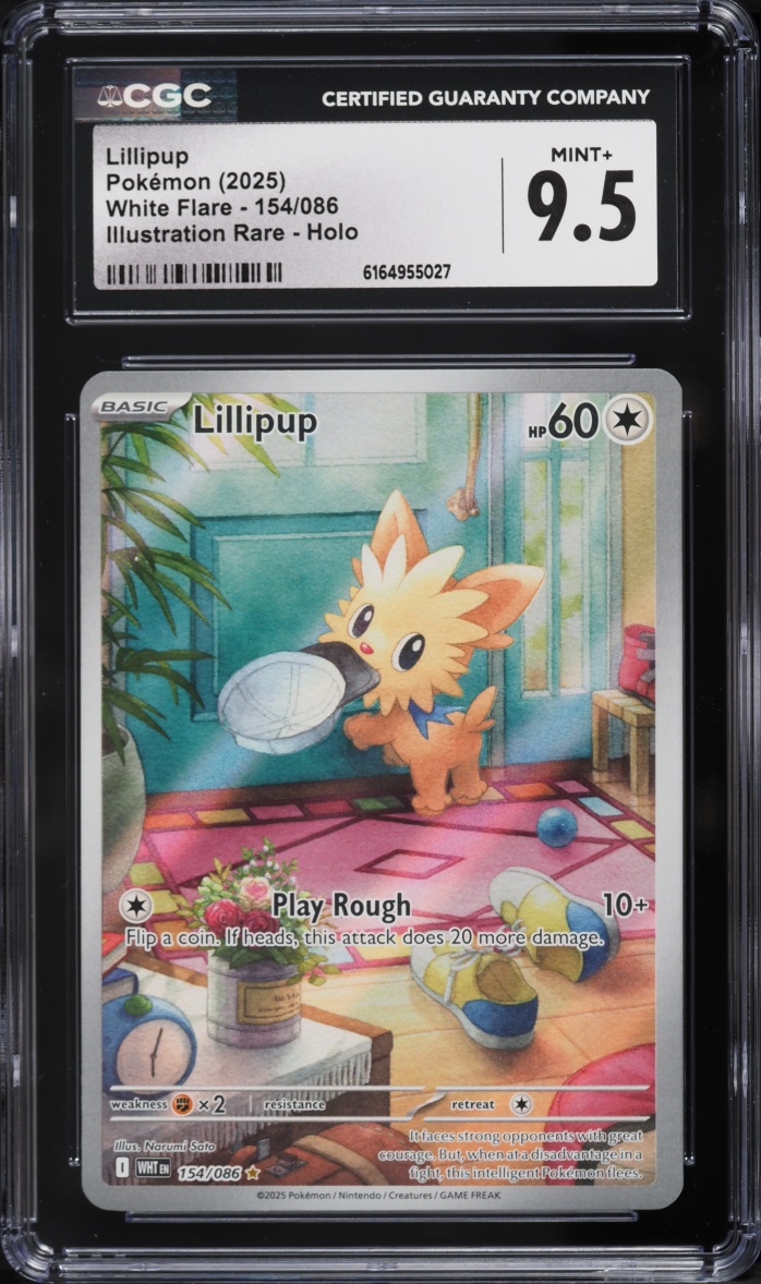 2025 Pokemon Scarlet & Violet White Flare IR Lillipup #154 CGC 9.5 MINT+