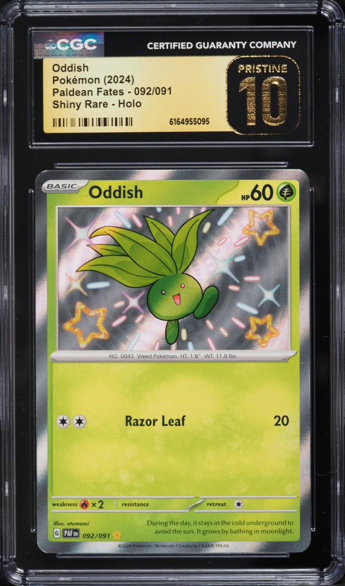 2024 Pokemon Scarlet & Violet Paldean Fates Shiny Oddish #92 CGC 10 PRISTINE