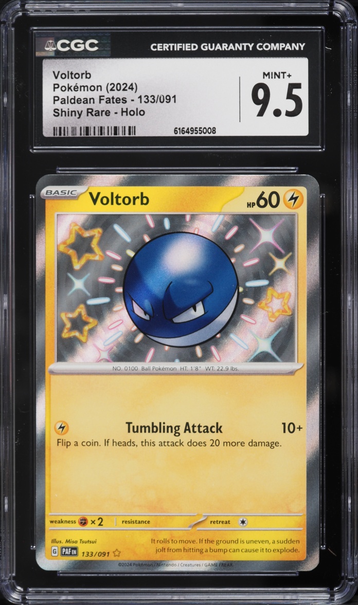 2024 Pokemon Scarlet & Violet Paldean Fates Shiny Rare Voltorb #133 CGC 9.5 MINT+