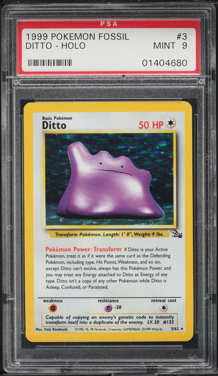 1999 Pokemon Fossil Holo Ditto #3 PSA 9 MINT