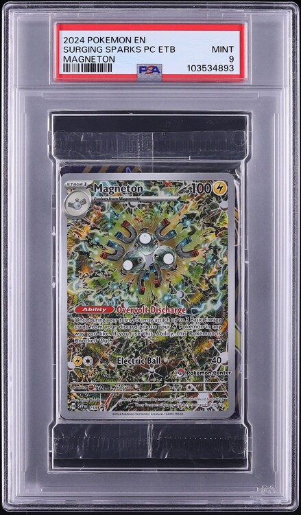 2024 Pokemon Scarlet & Violet Promo Pack Surging Sparks Center ETB Full Art Magneton #159 PSA 9