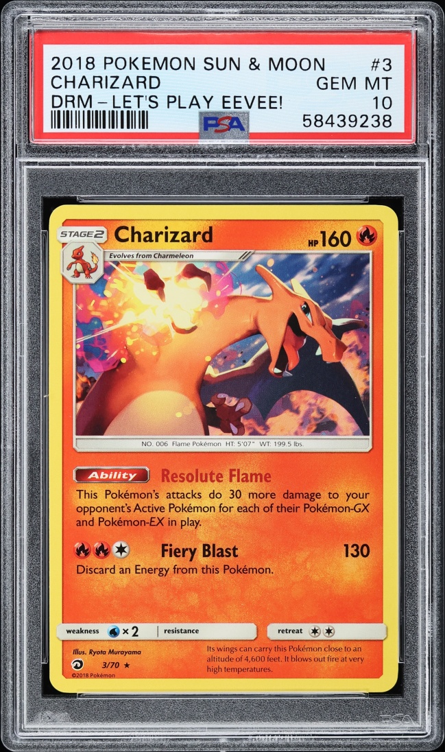 2018 Pokemon Sun & Moon Dragon Majesty Let's Play Eevee! Charizard #3 PSA 10 GEM MINT