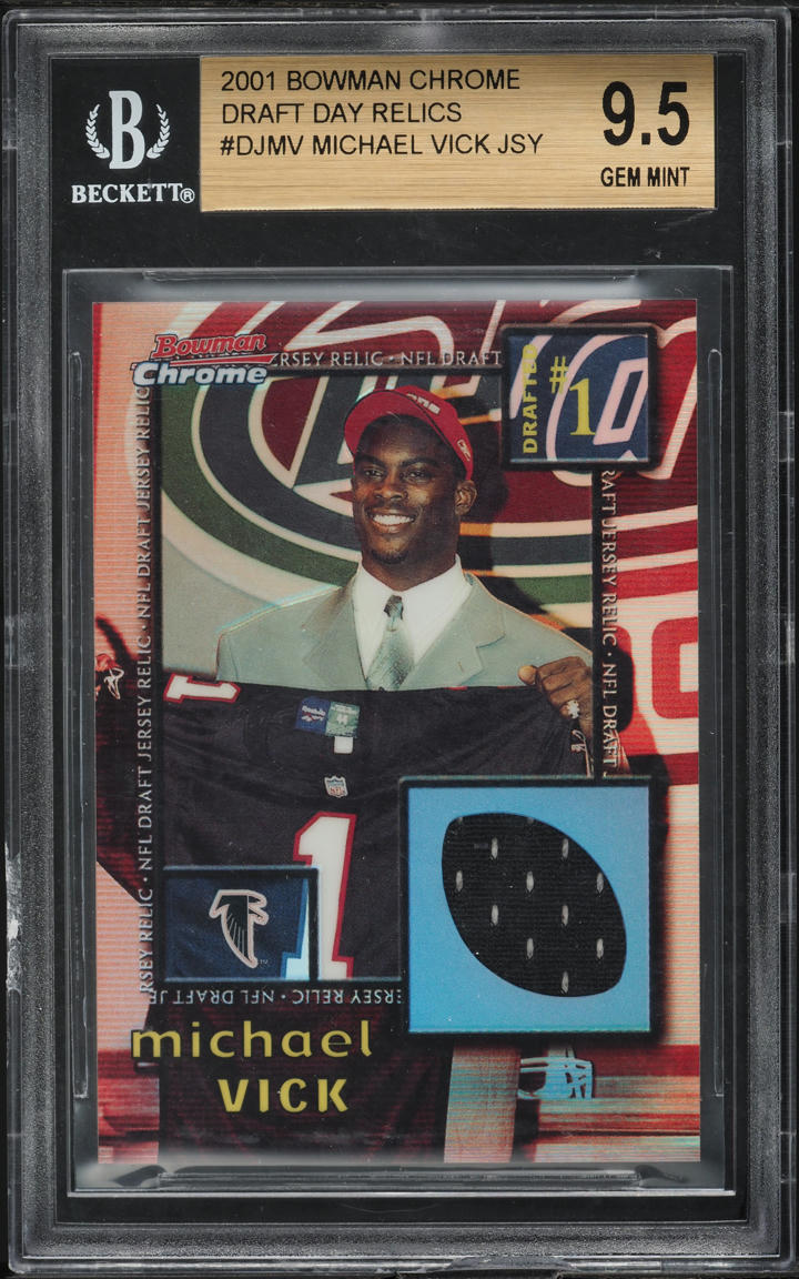 2001 Bowman Chrome Draft Day Relics Michael Vick ROOKIE PATCH #DJ-MV BGS 9.5 GEM