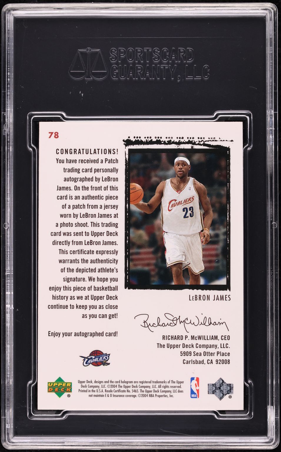 2003 Exquisite Collection LeBron James ROOKIE PATCH AUTO /99 #78 SGC 9.5 MINT+