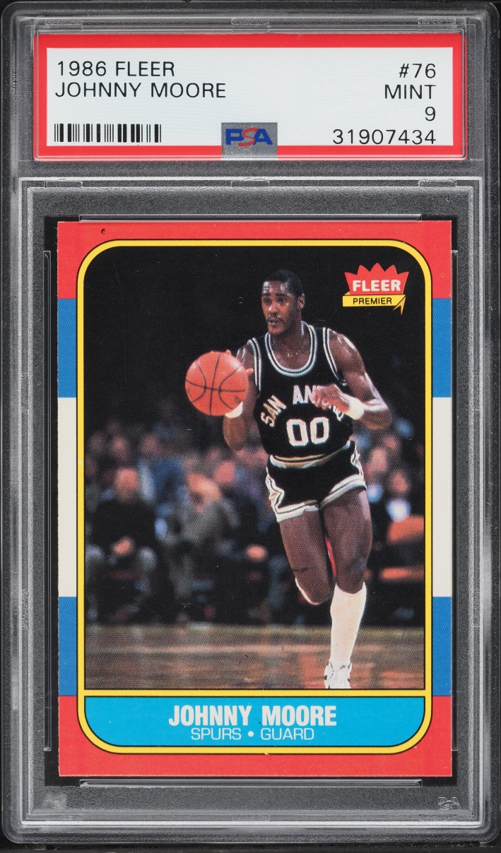 1986 Fleer Basketball Johnny Moore #76 PSA 9 MINT