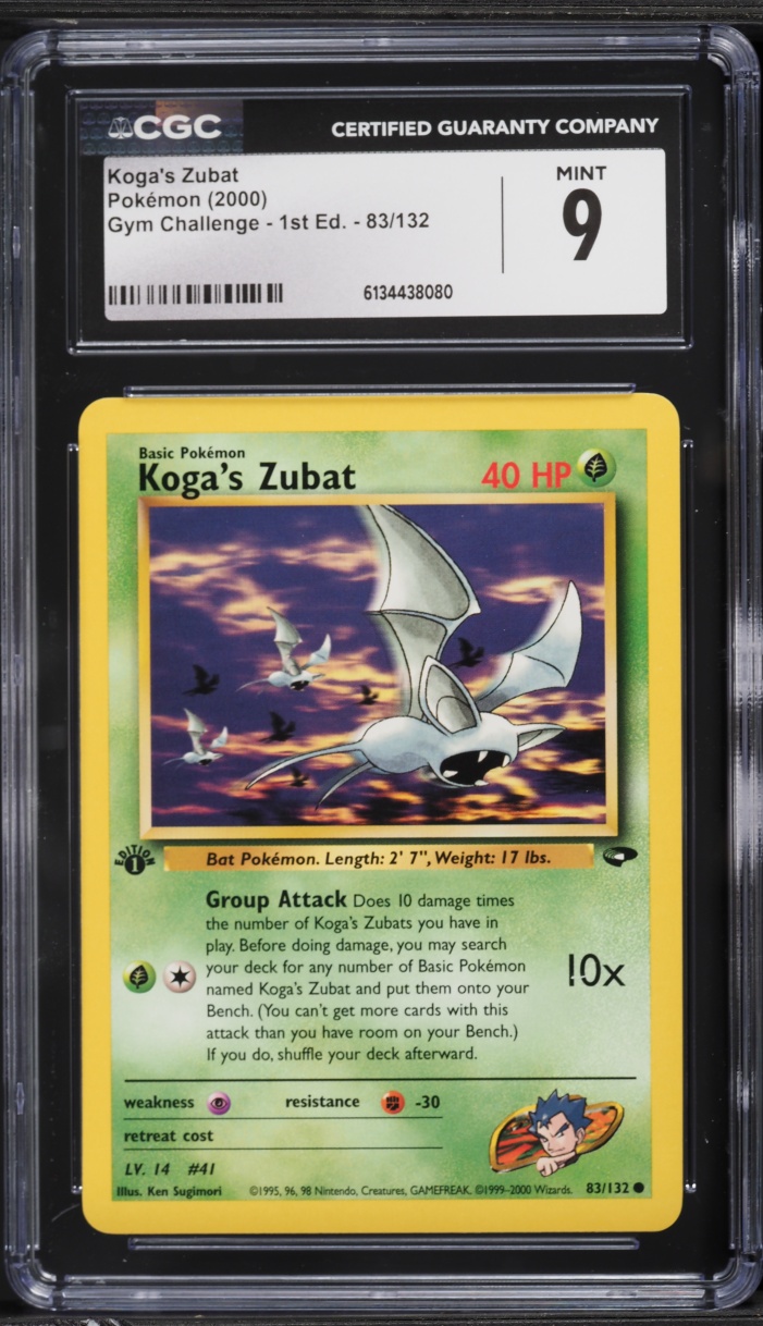 2000 Pokemon Gym Challenge 1st Edition Koga's Zubat #83 CGC 9 MINT