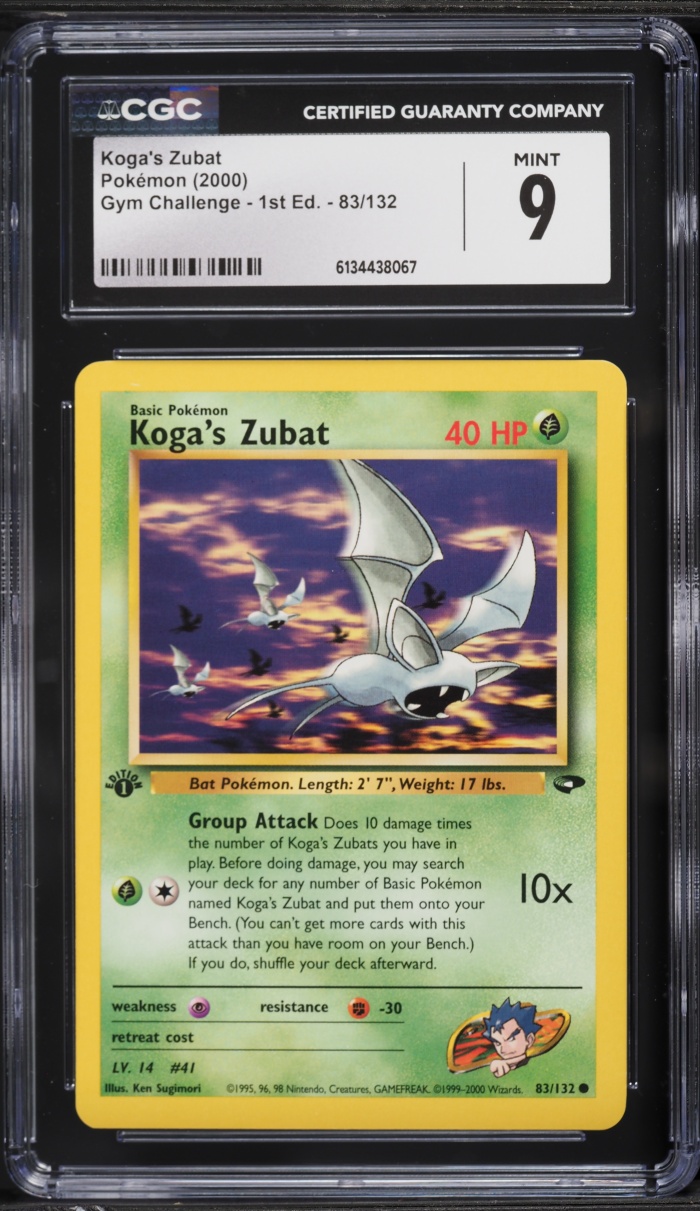 2000 Pokemon Gym Challenge 1st Edition Koga's Zubat #83 CGC 9 MINT