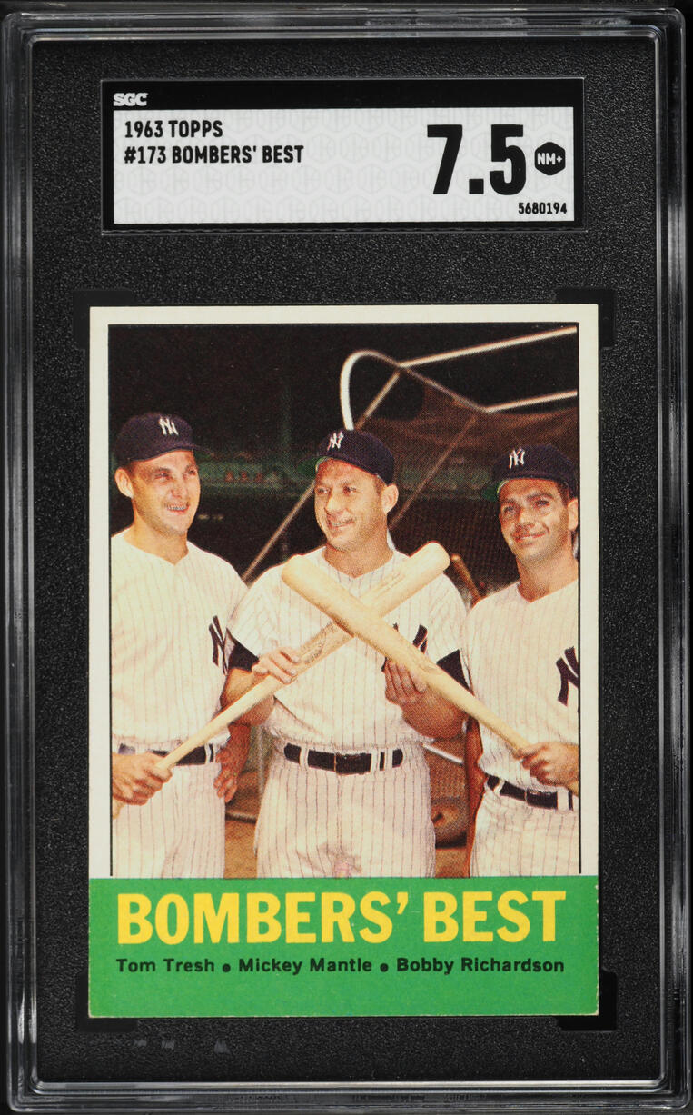 1963 Topps Tom Tresh Mickey Mantle Bobby Richardson BOMBERS' BEST #173 SGC 7.5 NRMT+