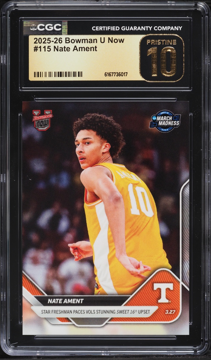 2025 Bowman University Now Nate Ament ROOKIE #115 CGC 10 PRISTINE