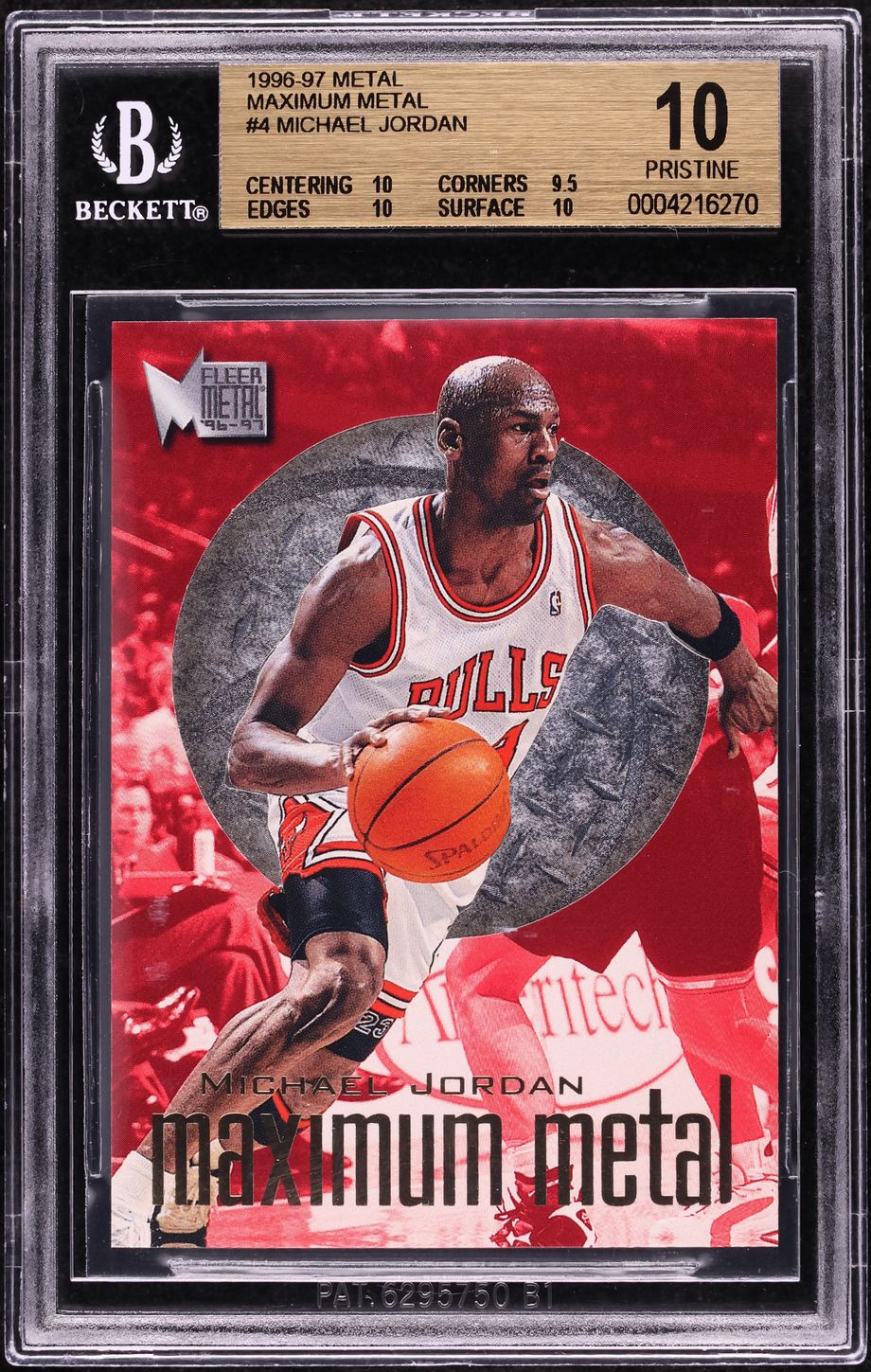 1996 Metal Maximum Metal Michael Jordan #4 BGS 10 PRISTINE