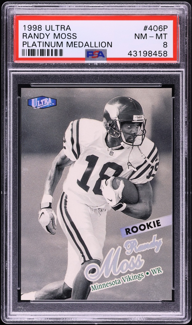 1998 Ultra Platinum Medallion Randy Moss ROOKIE /66 #406P PSA 8 NM-MT