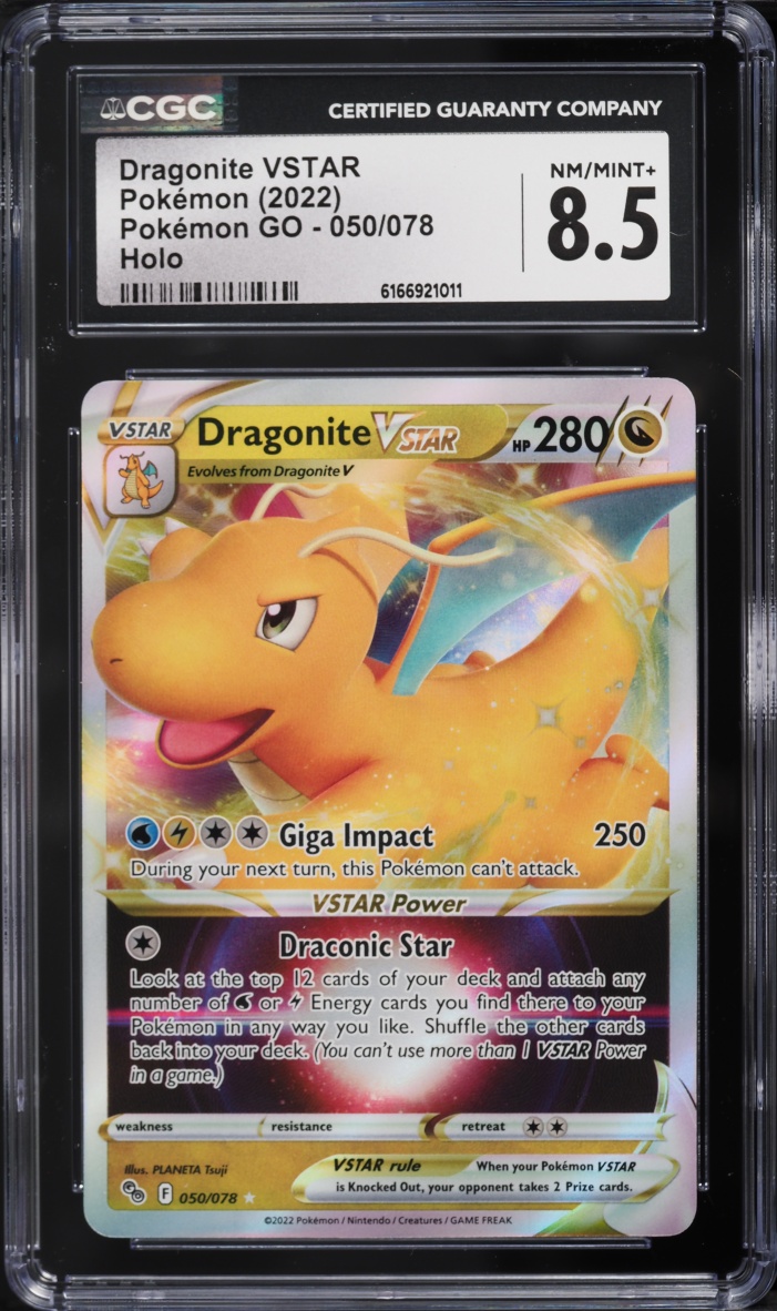 2022 Pokemon Sword & Shield Pokemon GO Holo Dragonite VSTAR #50 CGC 8.5 NM-MT+