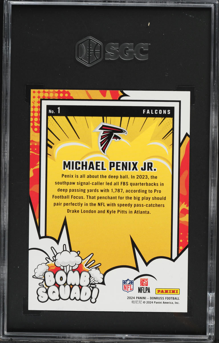2024 Donruss Bomb Squad! Michael Penix Jr. ROOKIE #1 SGC 9.5 MINT+