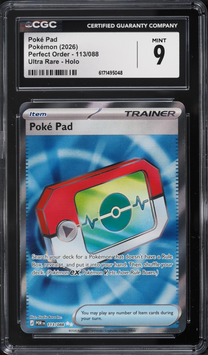 2026 Pokemon Mega Evolution Perfect Order Full Art Poke Pad #113 CGC 9 MINT