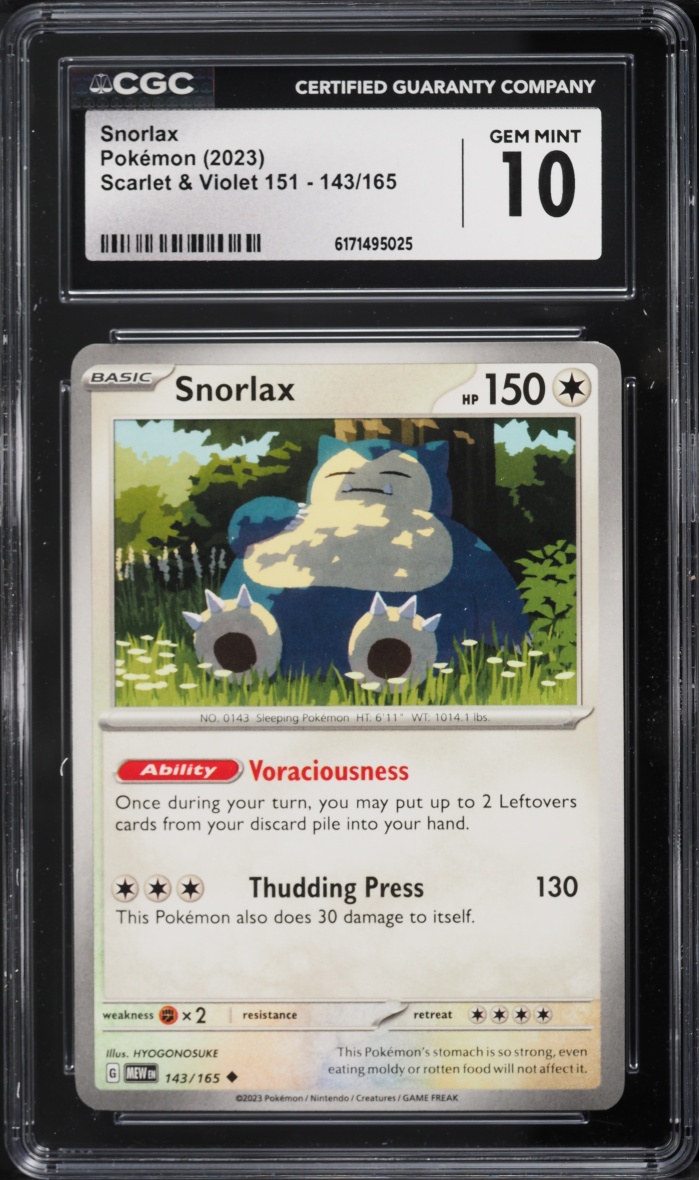 2023 Pokemon Scarlet & Violet 151 Snorlax #143 CGC 10 GEM MINT