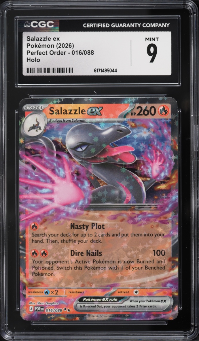 2026 Pokemon Mega Evolution Perfect Order Full Art Salazzle ex #016 CGC 9 MINT