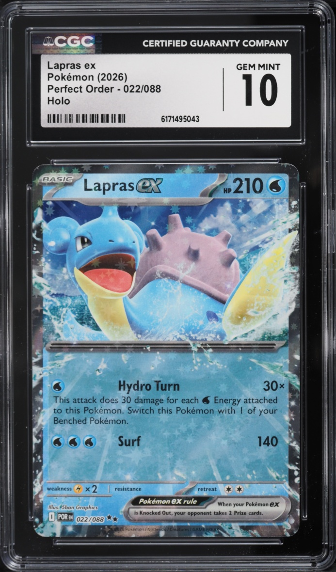 2026 Pokemon Mega Evolution Perfect Order Holo Lapras ex #022 CGC 10 GEM MINT