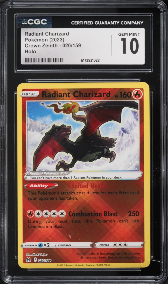 2023 Pokemon Sword & Shield Crown Zenith Holo Radiant Charizard #20 CGC 10 GEM MINT