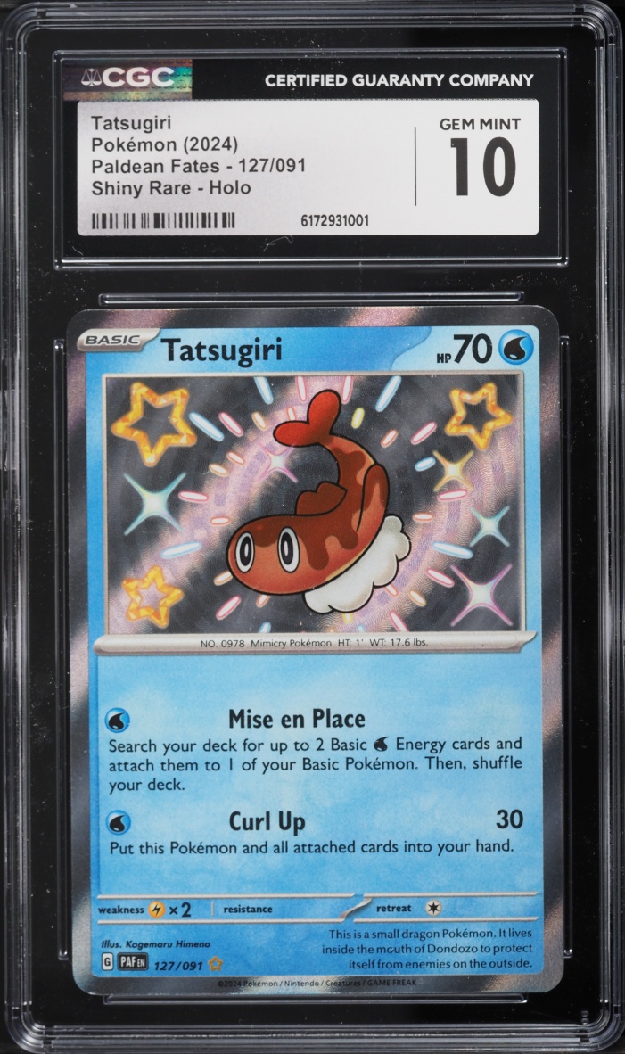 2024 Pokemon Scarlet & Violet Paldean Fates Shiny Rare Tatsugiri #127 CGC 10 GEM MINT