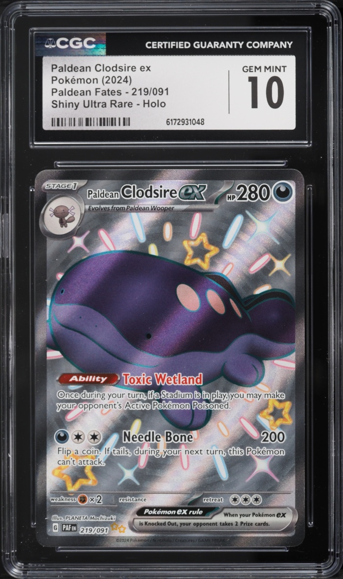 2024 Pokemon Scarlet & Violet Paldean Fates Full Art Paldean Clodsire ex #219 CGC 10 GEM MINT