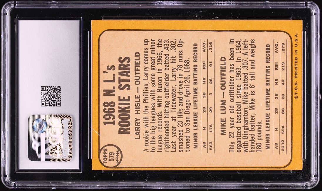 1968 Topps Larry Hisle ROOKIE #579 CGC 2.5 GD+