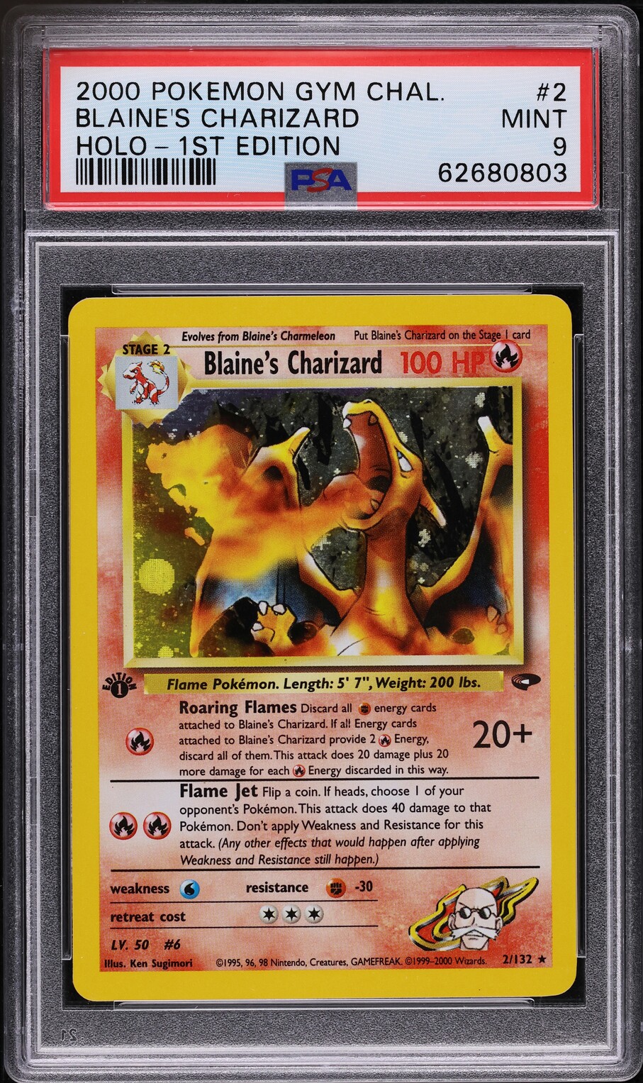 2000 Pokemon Gym Challenge 1st Edition Holo Blaine's Charizard #2 PSA 9 MINT
