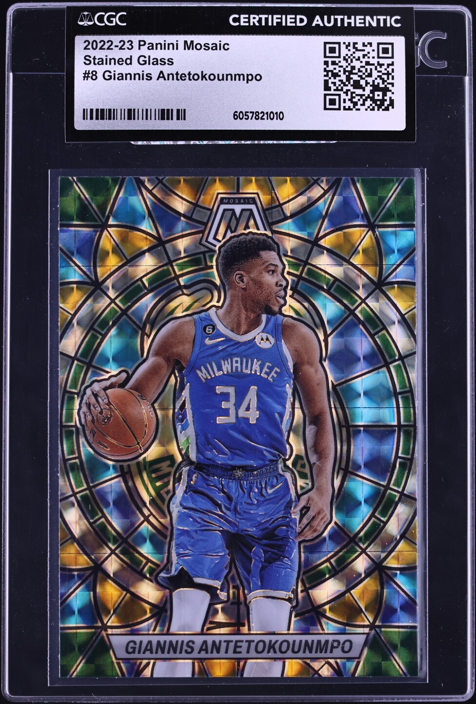 2022 Panini Mosaic Stained Glass Giannis Antetokounmpo #8 CGC AUTH