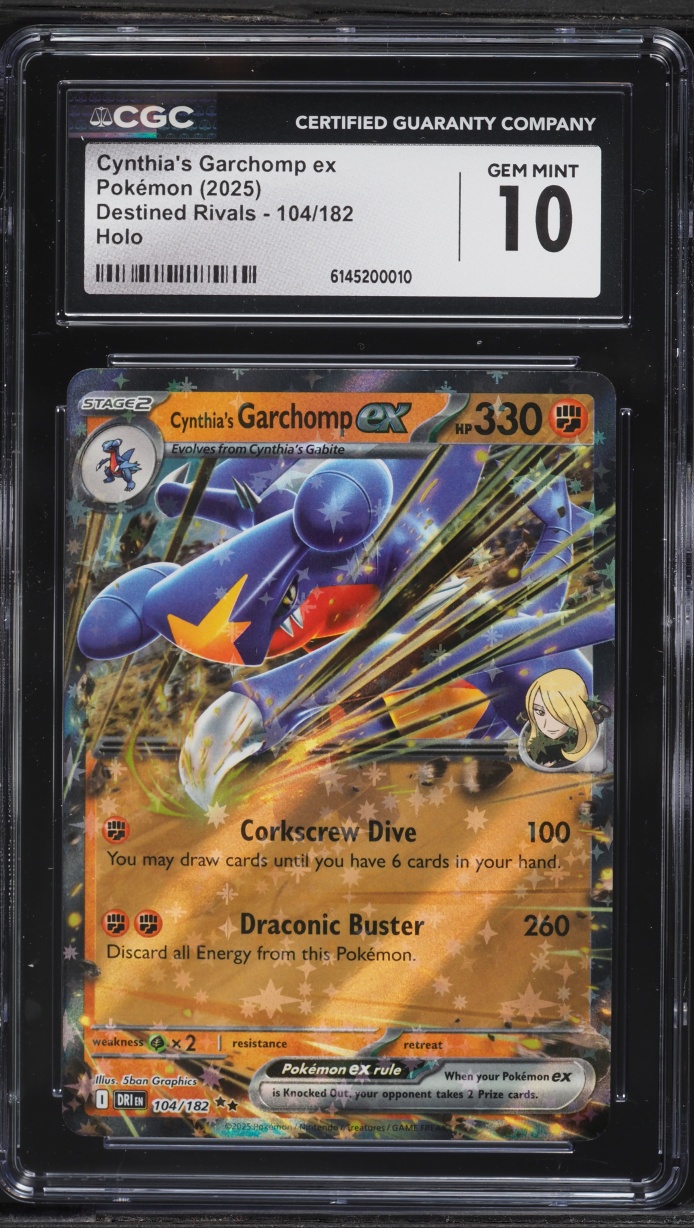 2025 Pokemon Scarlet & Violet Destined Rivals Holo Cynthia's Garchomp ex #104 CGC 10 GEM MINT