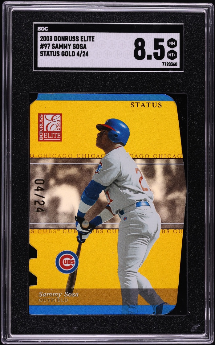 2003 Donruss Elite Status Gold Die-Cut Sammy Sosa /24 #97 SGC 8.5 NM-MT+