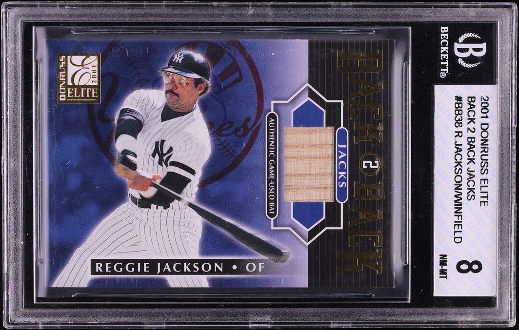 2001 Donruss Elite Back 2 Back Jacks Reggie Jackson Dave Winfield RELIC /50 #BB-38 BGS 8 NM-MT